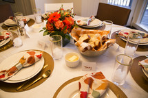 table set for Thanksgiving dinner 