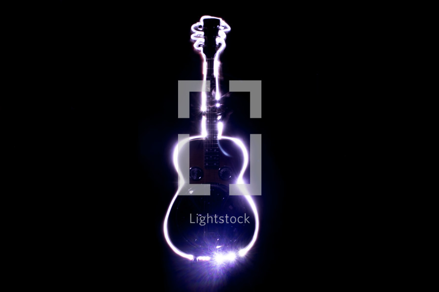 guitar image in lights 