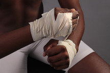 wrapped fists with tape 