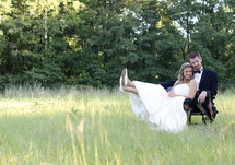 bride and groom outdoors