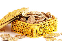 Treasure of Golden Coins in a Gold Box