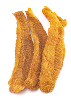 Breaded and Fried Fillets on a white background 