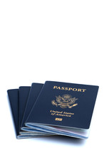 American passports on a white background 