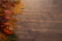 fall leaves on brown wood 