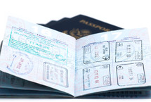 American passports on a white background 