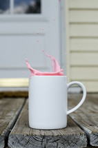 spilled strawberry milk 