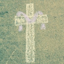 Lent Cross in sidewalk chalk 