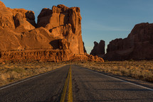 highway and red rock formations 