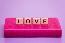 LOVE on a pink Bible 