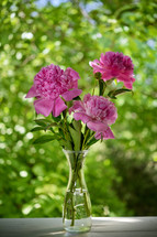 vase of pink flowers 