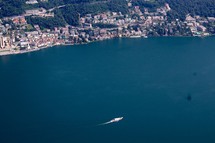 aerial view over an Italian shoreline 