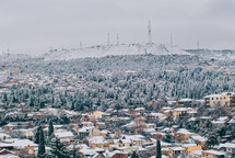 Snowy-covered Houses In Winter. The Snowy Landscape Of The City