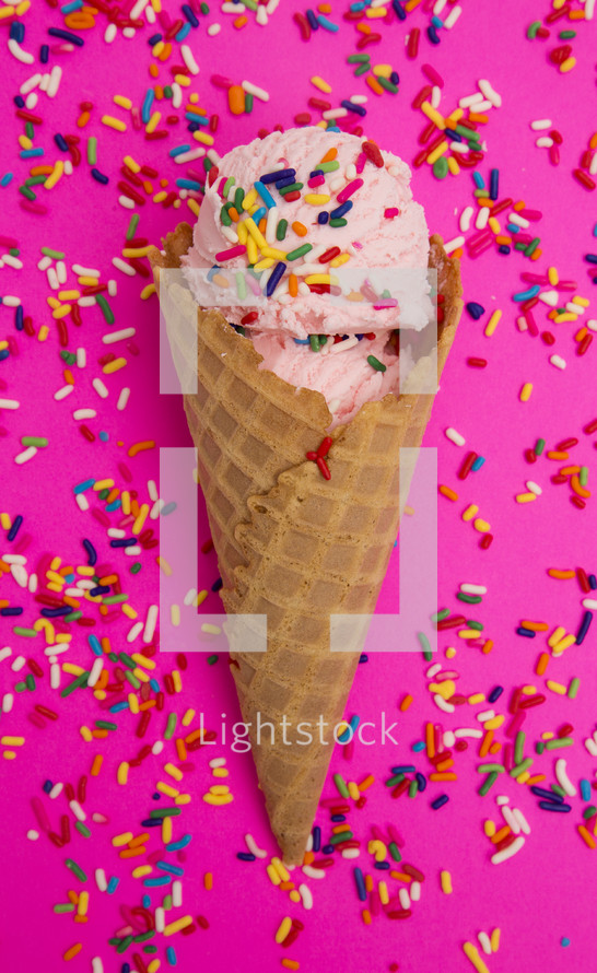 ice cream cone with sprinkles 