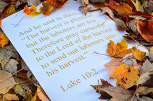 Luke 10:2 and Autumn