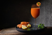 Freshly Made Carrot Juice with Lemon and Parsley