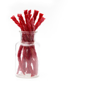 red candy vines in a jar 