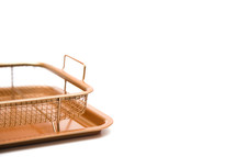 wire basket in a tray 