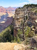 The Grand Canyon on a sunny day.