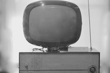 Vintage TV from the !950's with a blank screen in black and white 