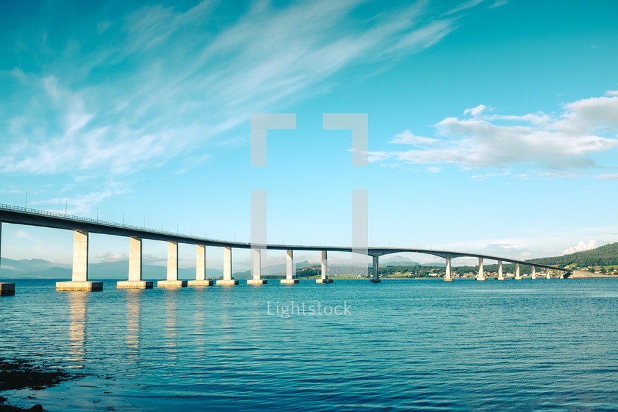 a long bridge over water 
