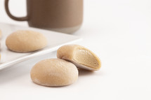 Coffee Flavored Mochi Ice Cream Isolated on a White Background