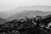 Great Wall of China and the mountains beyond.