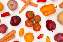 red and orange produce background 