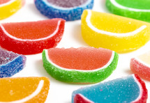 variety of multicolored fruit slice candy 