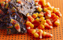 candy corn and Chocolate Halloween Bark 