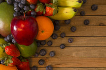 fruit on wood background 