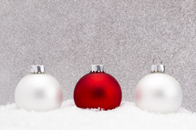 red and white Christmas ornaments