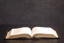 open Bible on a slate table 
