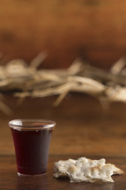 crown of thorns and communion elements 