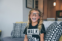 happy girl in glasses 