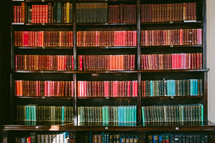 books on bookshelves in a library 