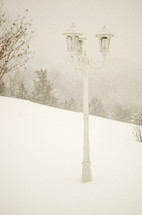 Lamppost in the snow.