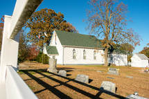 cemetery and small white church 