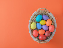 Easter eggs in an Easter basket 