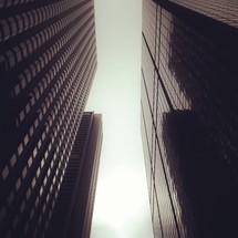 looking up between skyscrapers 