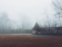 guard house in fog 