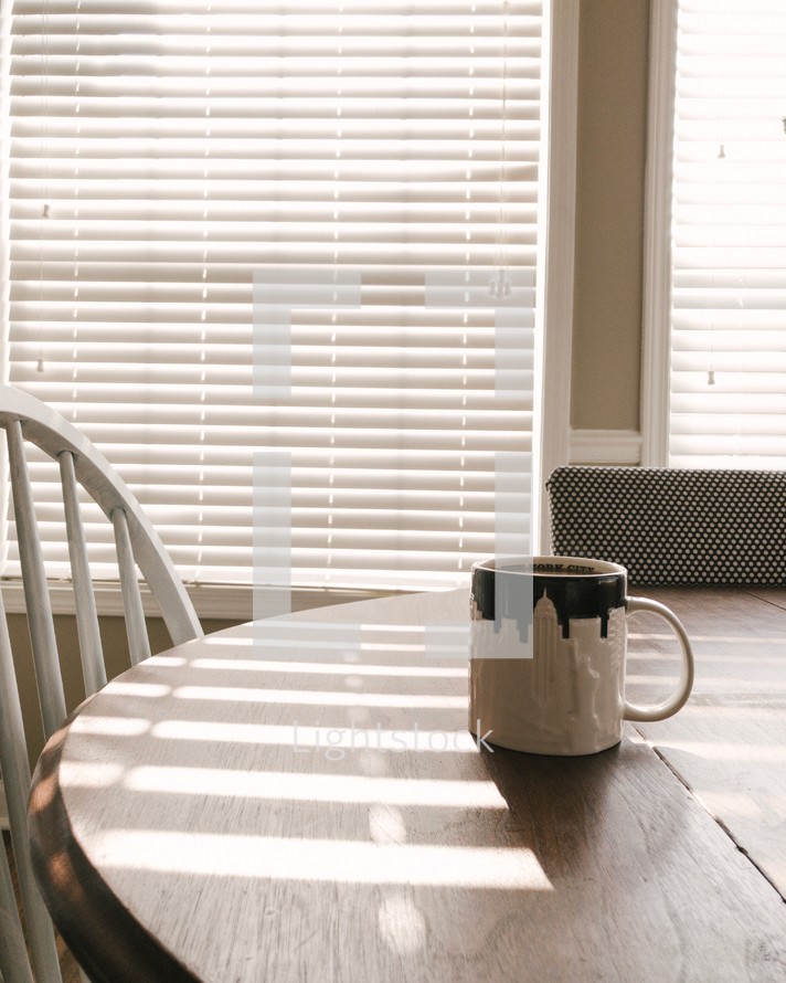 coffee cup on a kitchen table 