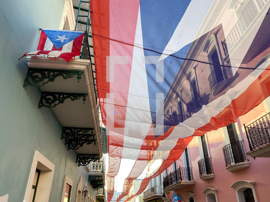 Cuban flag banner over a street 