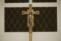 Crucifix cross in a Roman Catholic church.