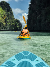 kayaking in clear seas 