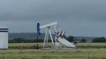A pump jack at an oil well in rural Kansas