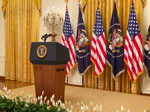 President podium at The White House in Washington D.C.