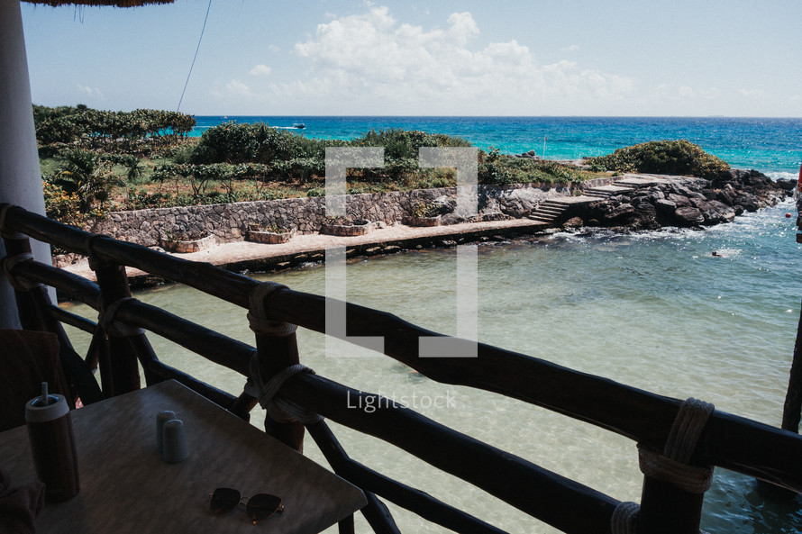 outdoor table overlooking the ocean 