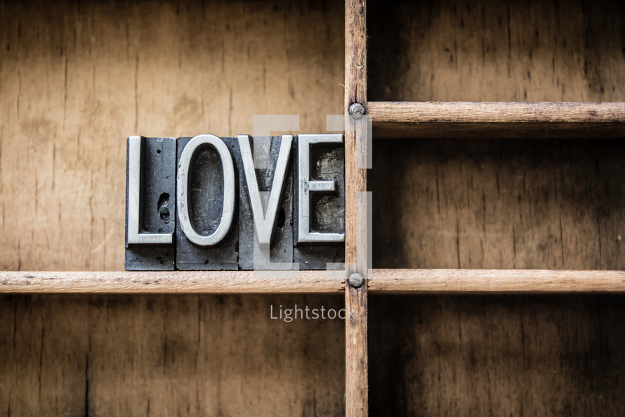 word love on a bookshelf 