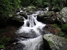 a stream flowing over rocks 