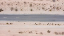 Monument Valley road traffic desert. Aerial 4K Road desert California Nevada